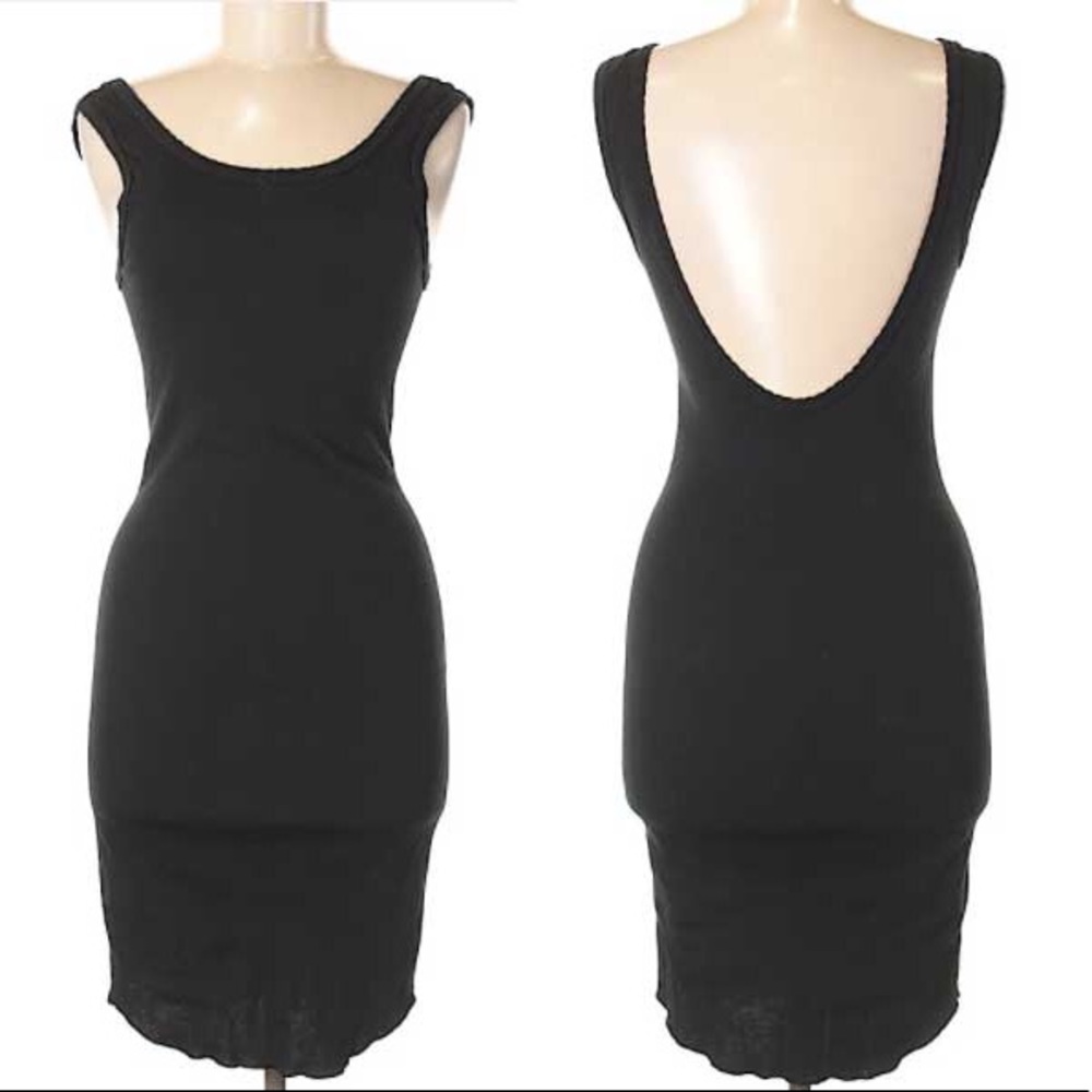 [3/$15] Out from Under Black Ribbed Scoop Back Dress